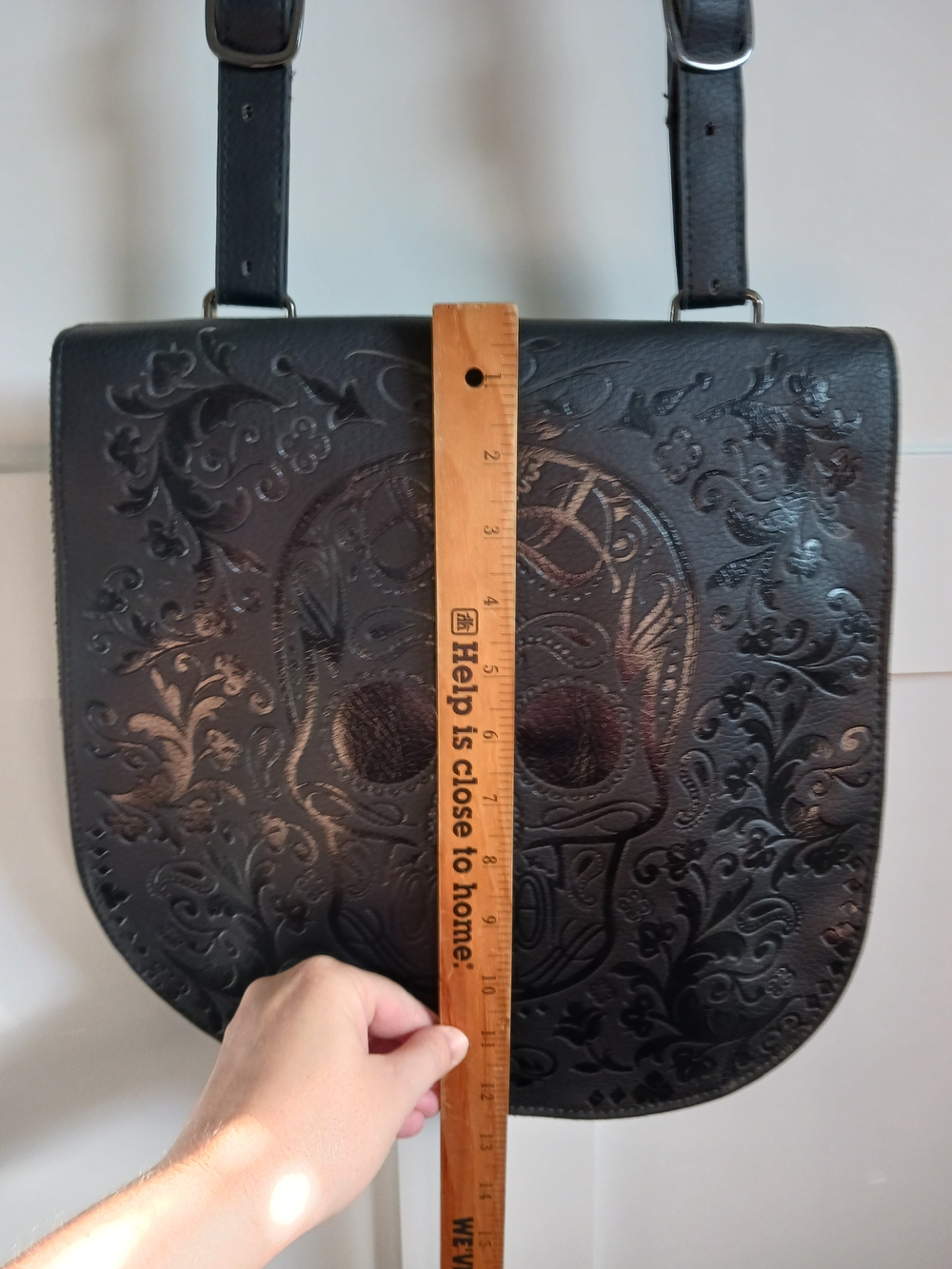 Black Embossed Skull Crossbody Bag - Picture 7 of 7